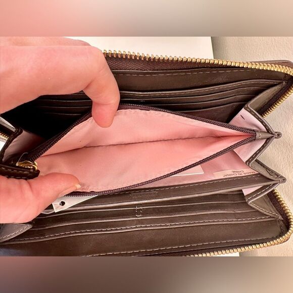 Coach Ashley Dotted OP Art Zip Around Wallet F48051 Brown Bronze Preppy NWT - Picture 4 of 12